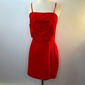 Monteau Women's Red Flower Front Spaghetti Strap Sun Dress - Size Small - NWT